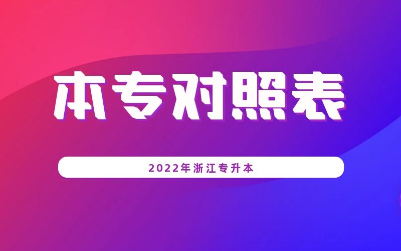 2022年浙江专升本考试本专对照表